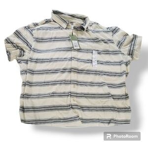 Goodfellow & Co Black and White Striped Polo Shirt